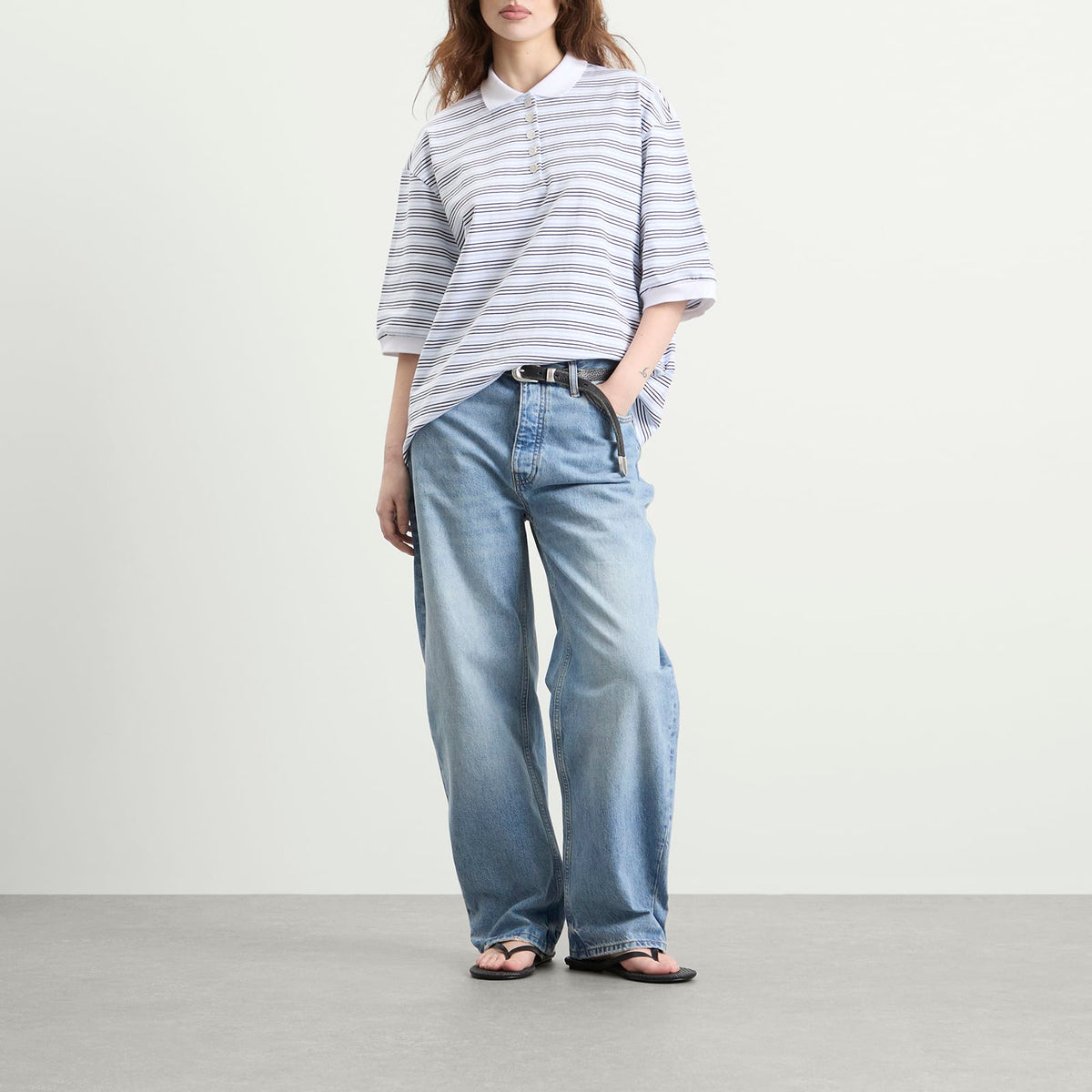 Rohe Striped oversized polo