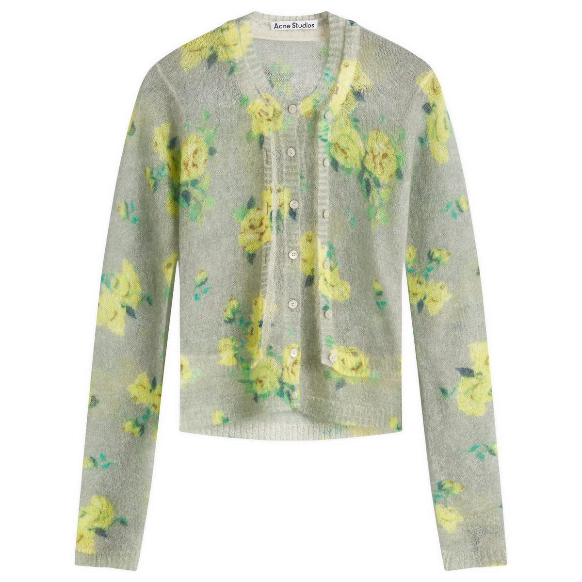 Acne Studios Kahoo Printed Overwashed Mohair Cardigan
