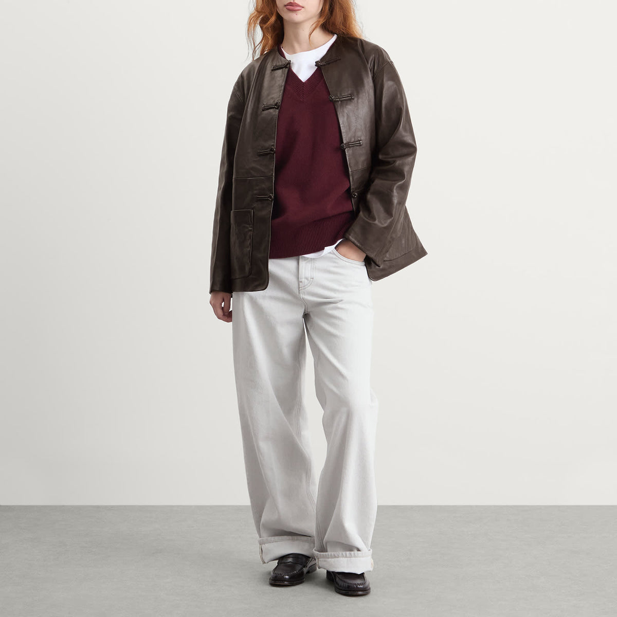 Róhe Mandarin Leather Jacket