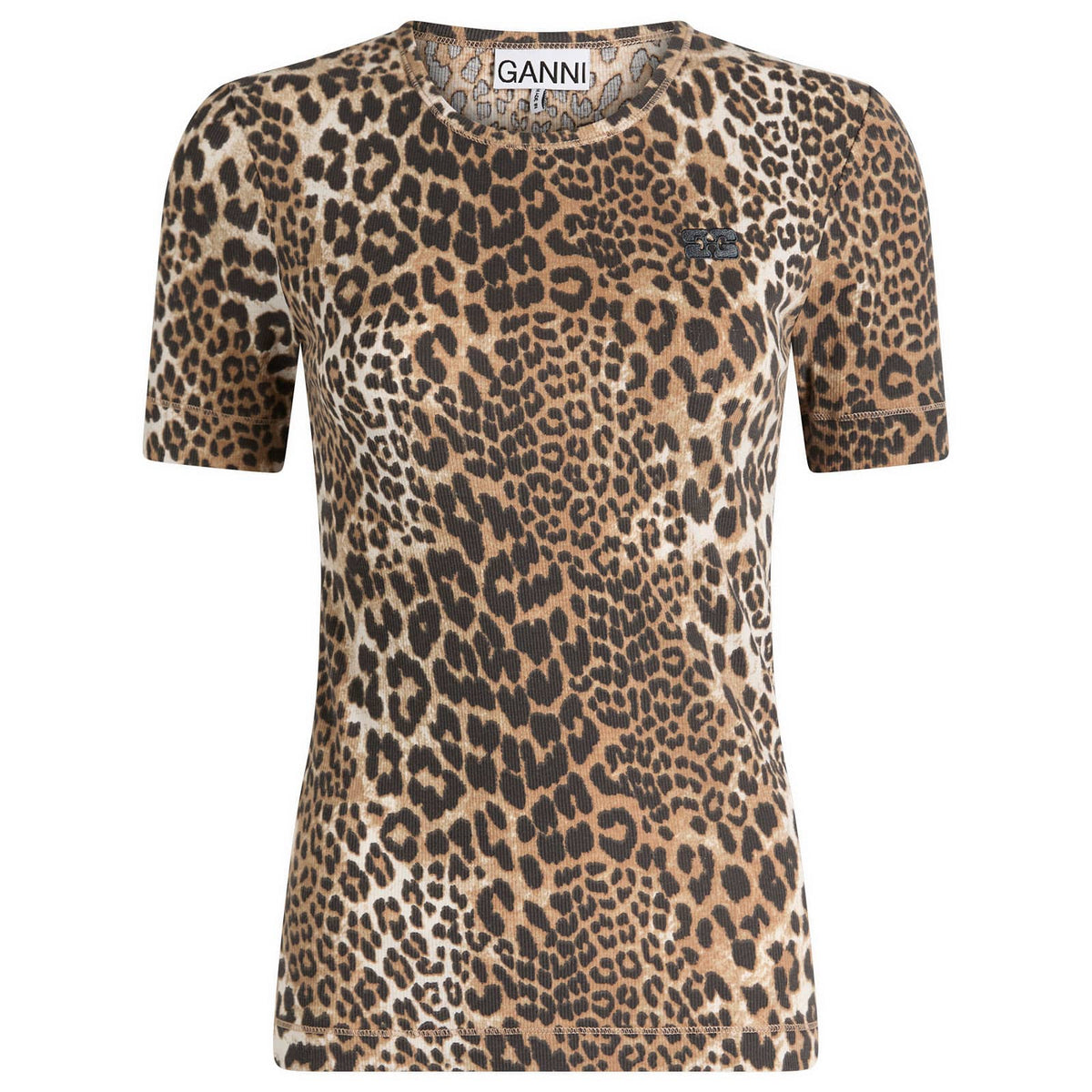 GANNI Soft Cotton Rib Short Sleeve T-Shirt