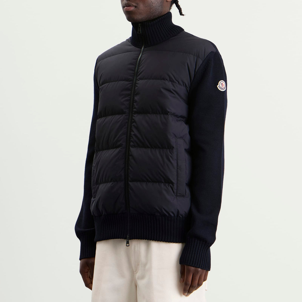 Moncler Hybrid Padded Front Wool Zip Jacket