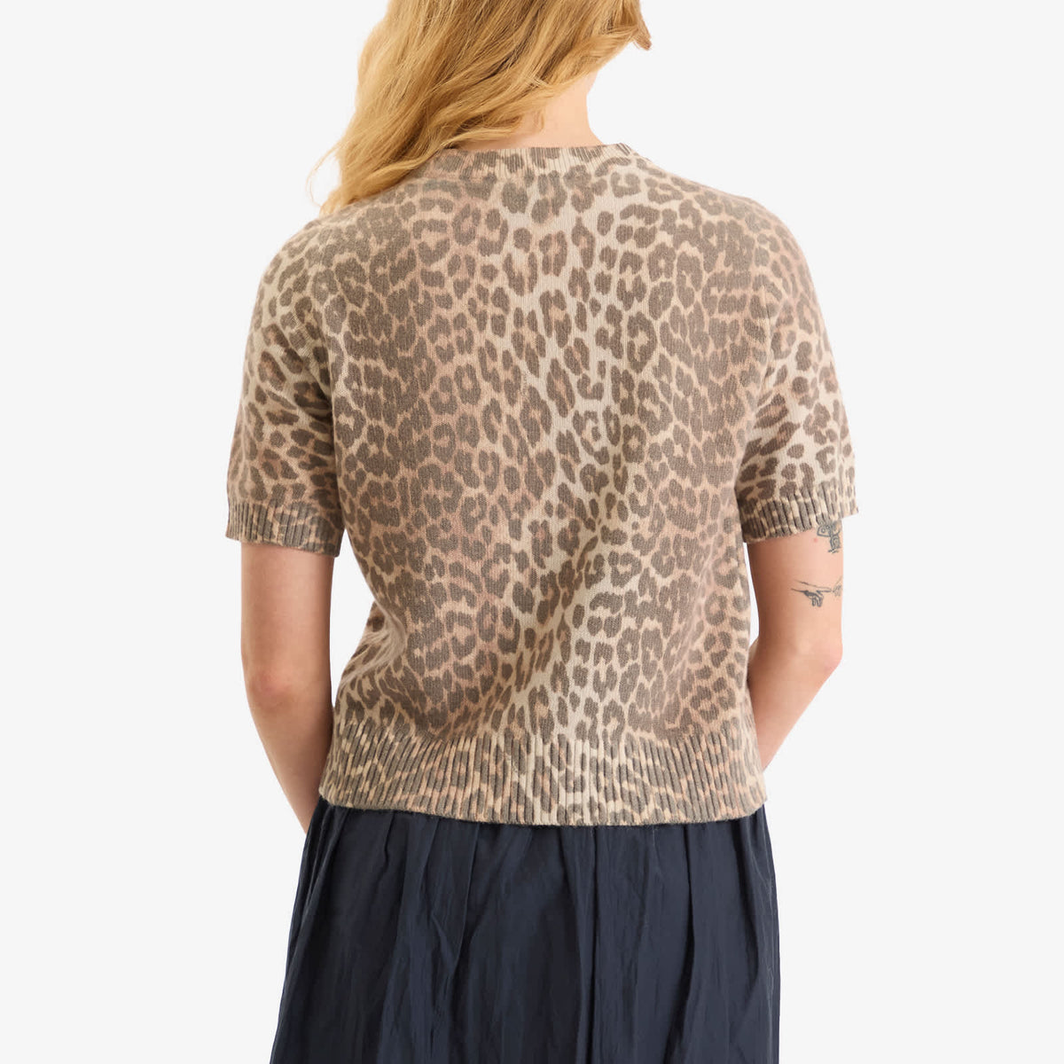 GANNI Graphic Wool Mix Printed Leopard T-Shirt