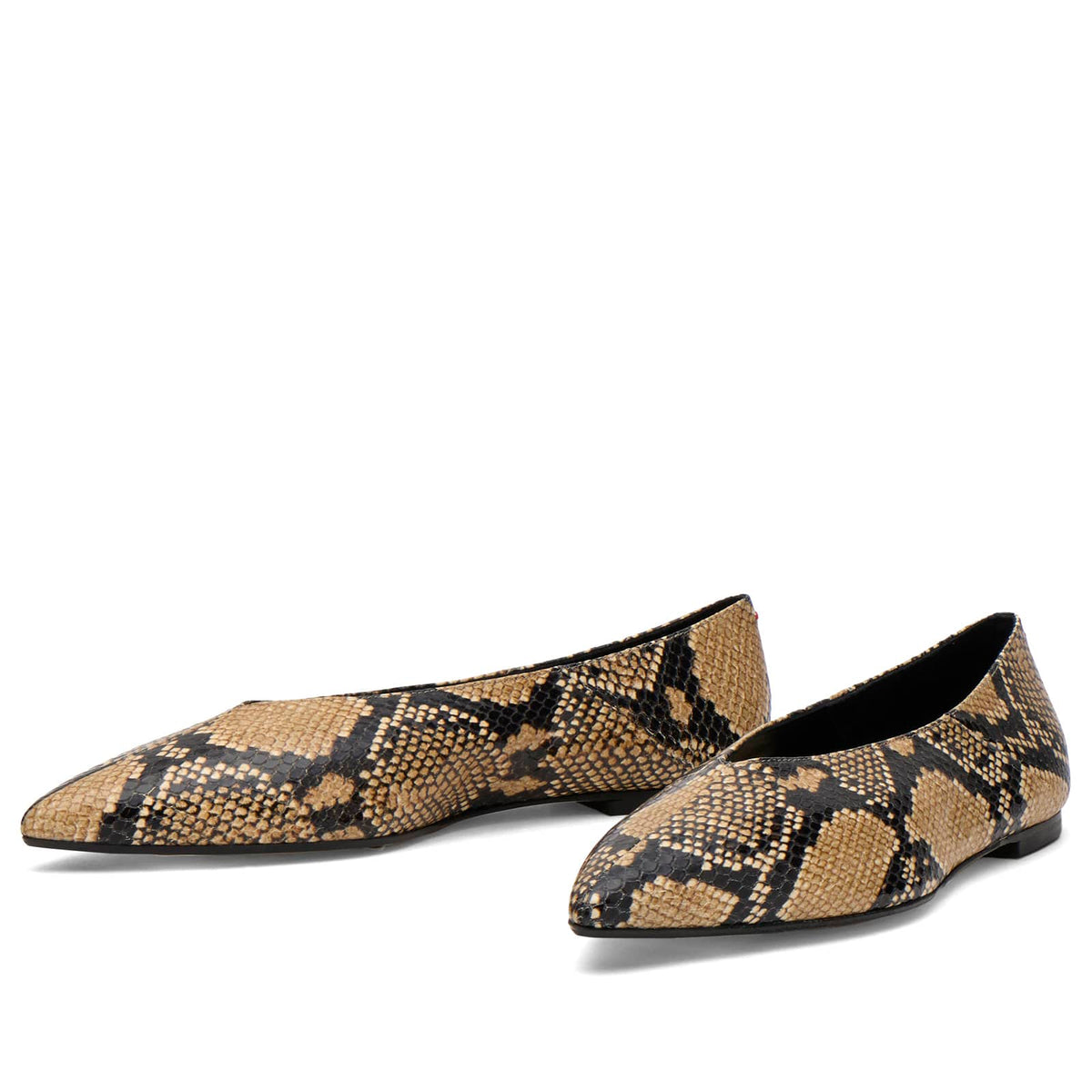 Aeyde Moa Snake Print Pointed Toe Flats