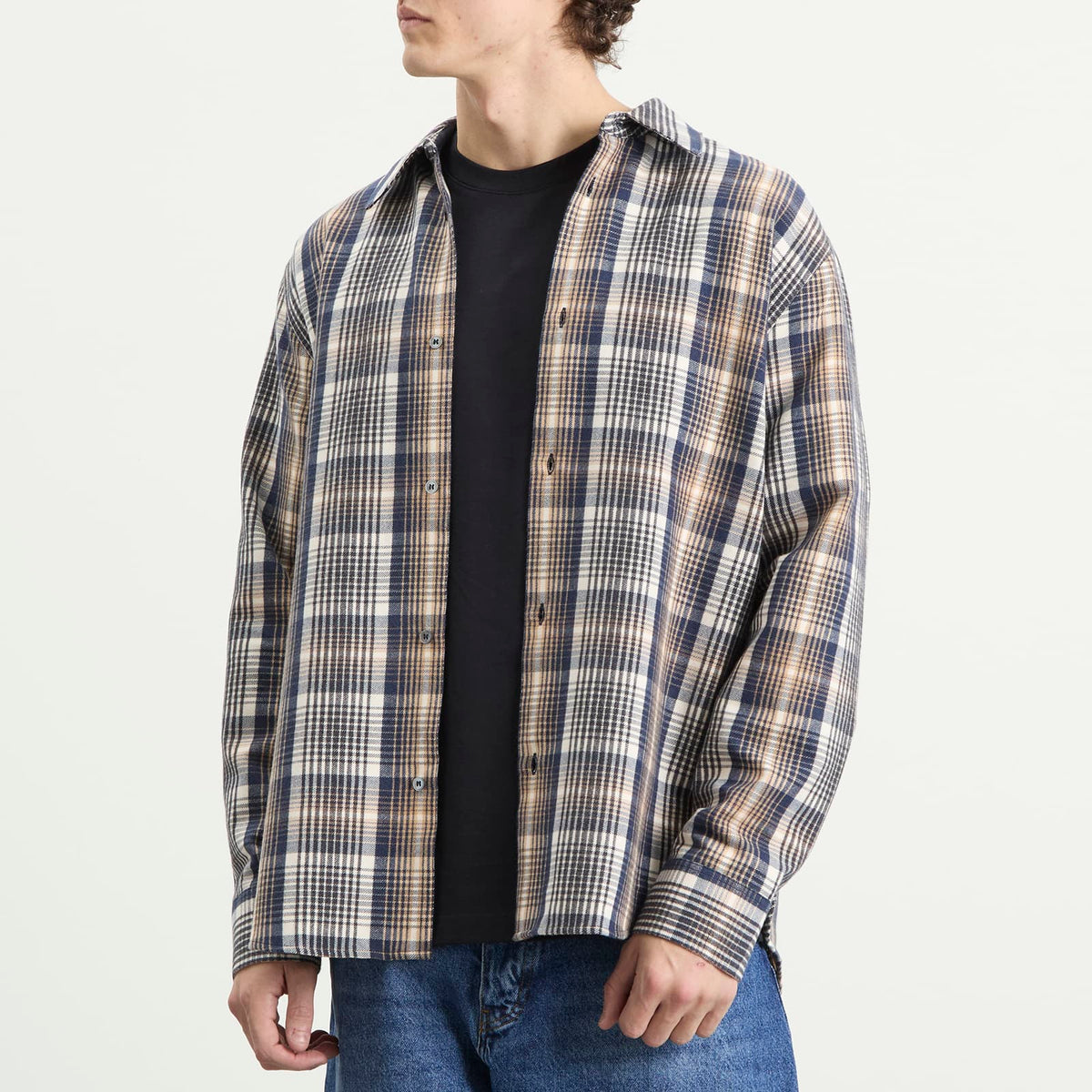 Studio Nicholson View Brushed Check Long Sleeve Shirt