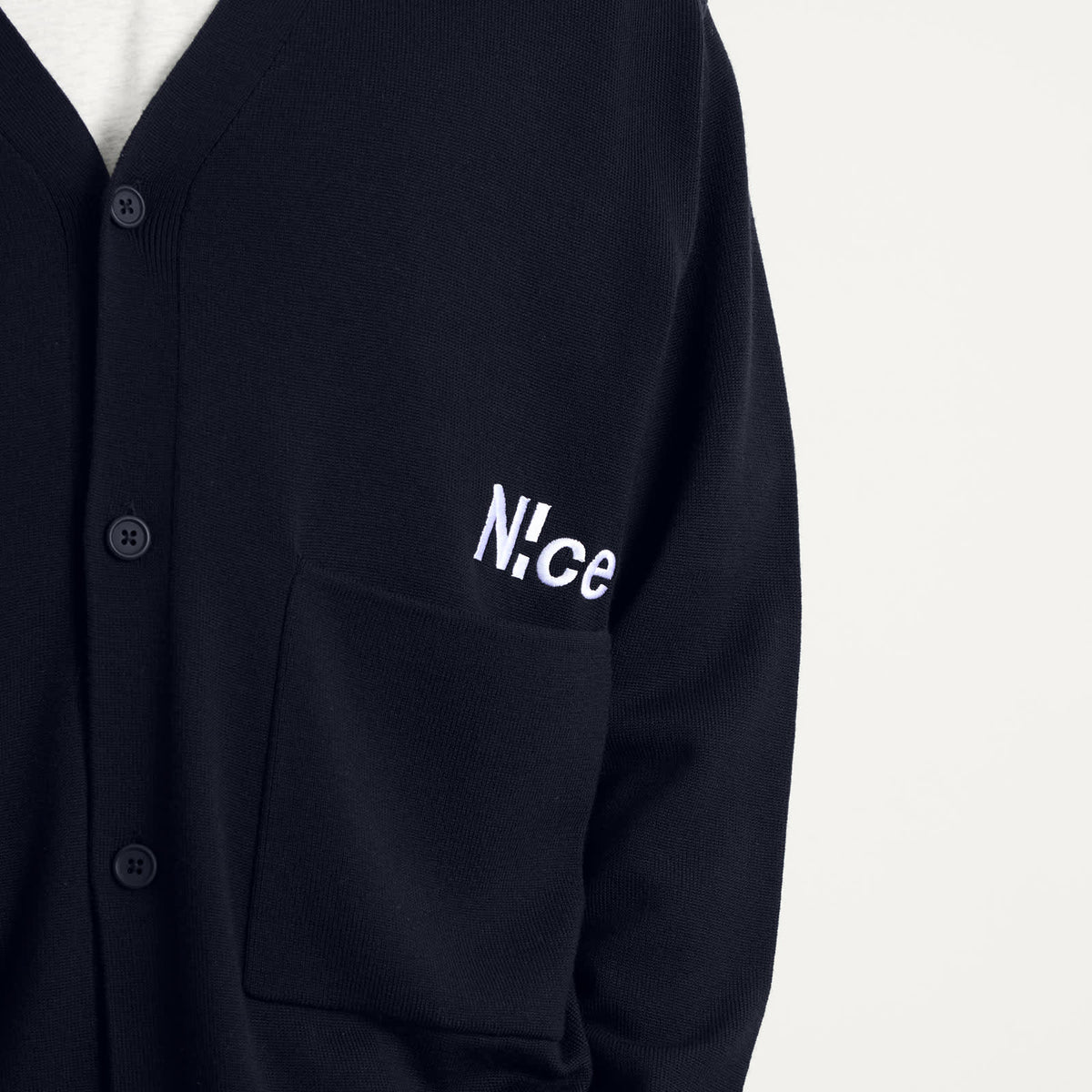 N!ce Embroidered Logo Knit Cardigan