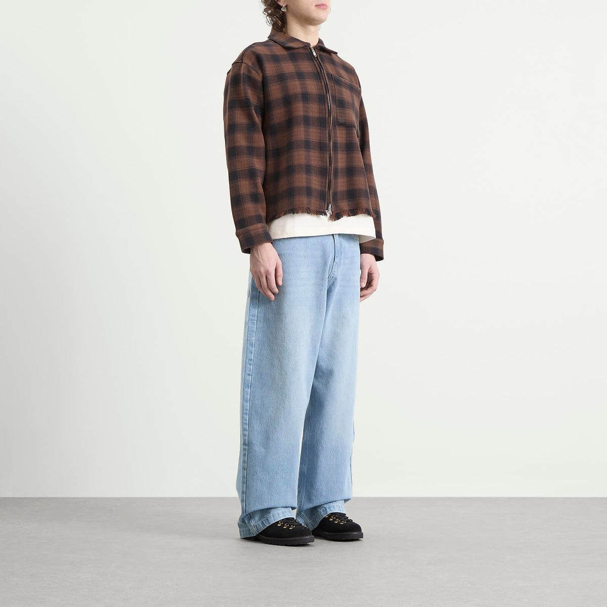 about:blank Plaid Zipped Overshirt