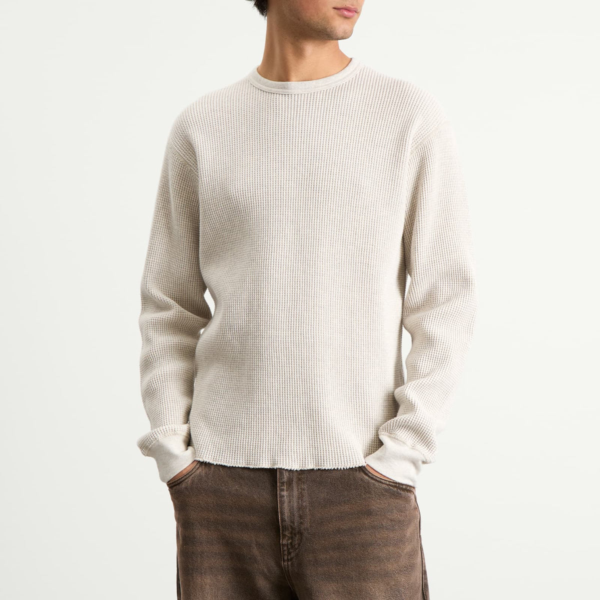 BEAMS Waffle Crew Neck Sweatshirt