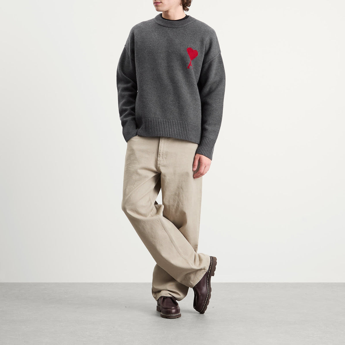 AMI Paris Felted Merino Wool Knit ADC Crew Neck Jumper