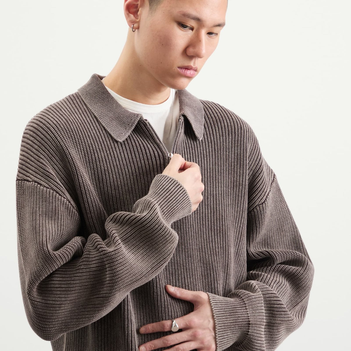 Bound Acid Wash Half Zip Pullover