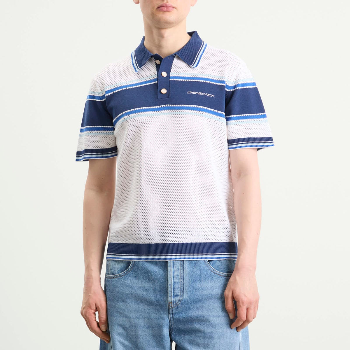 Casablanca Mesh Stripe Polo