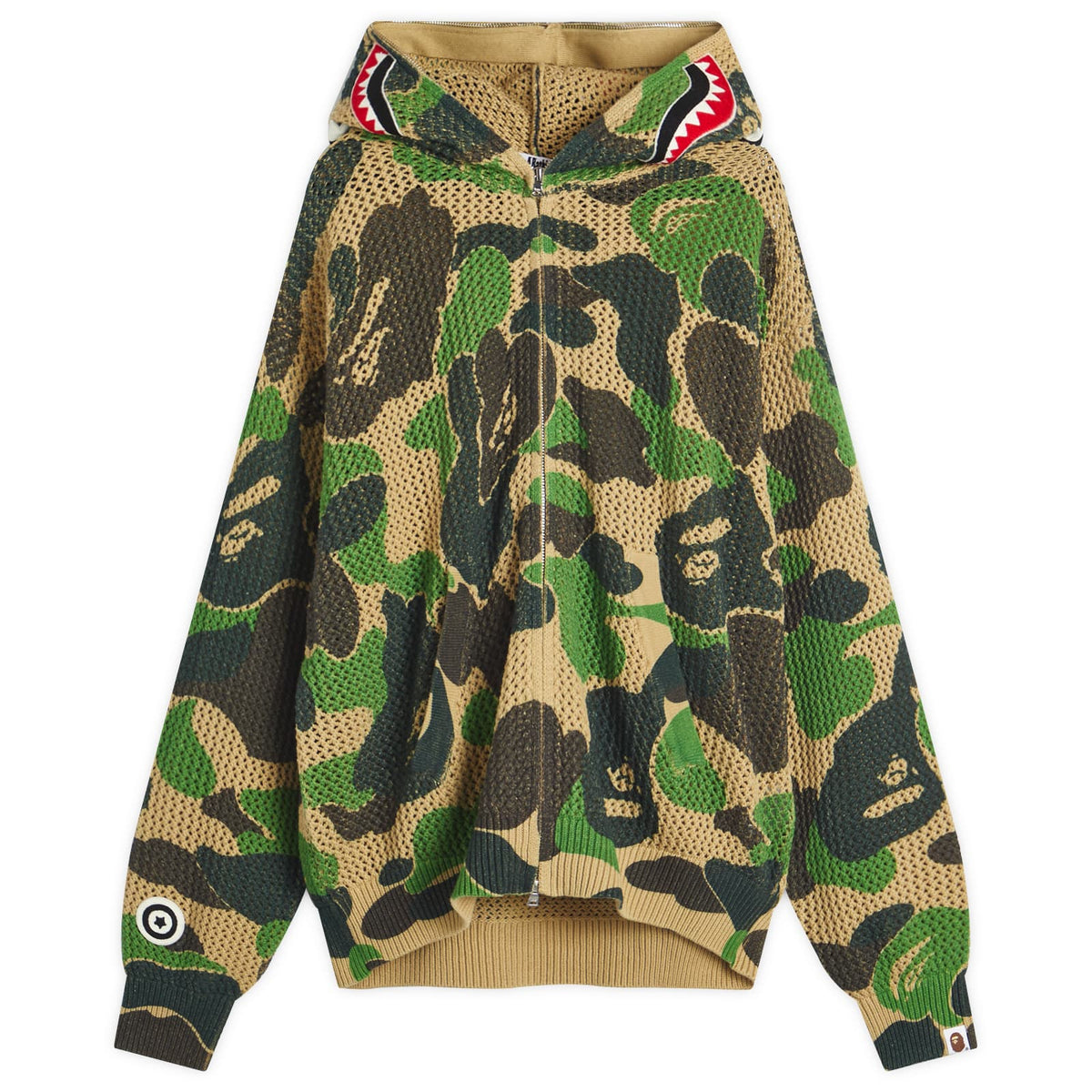 A Bathing Ape Abc Camo Crochet Relaxed Fit Shark Zip Hoodie