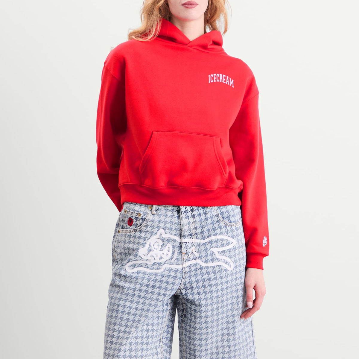 ICECREAM College Cropped Popover Hoodie