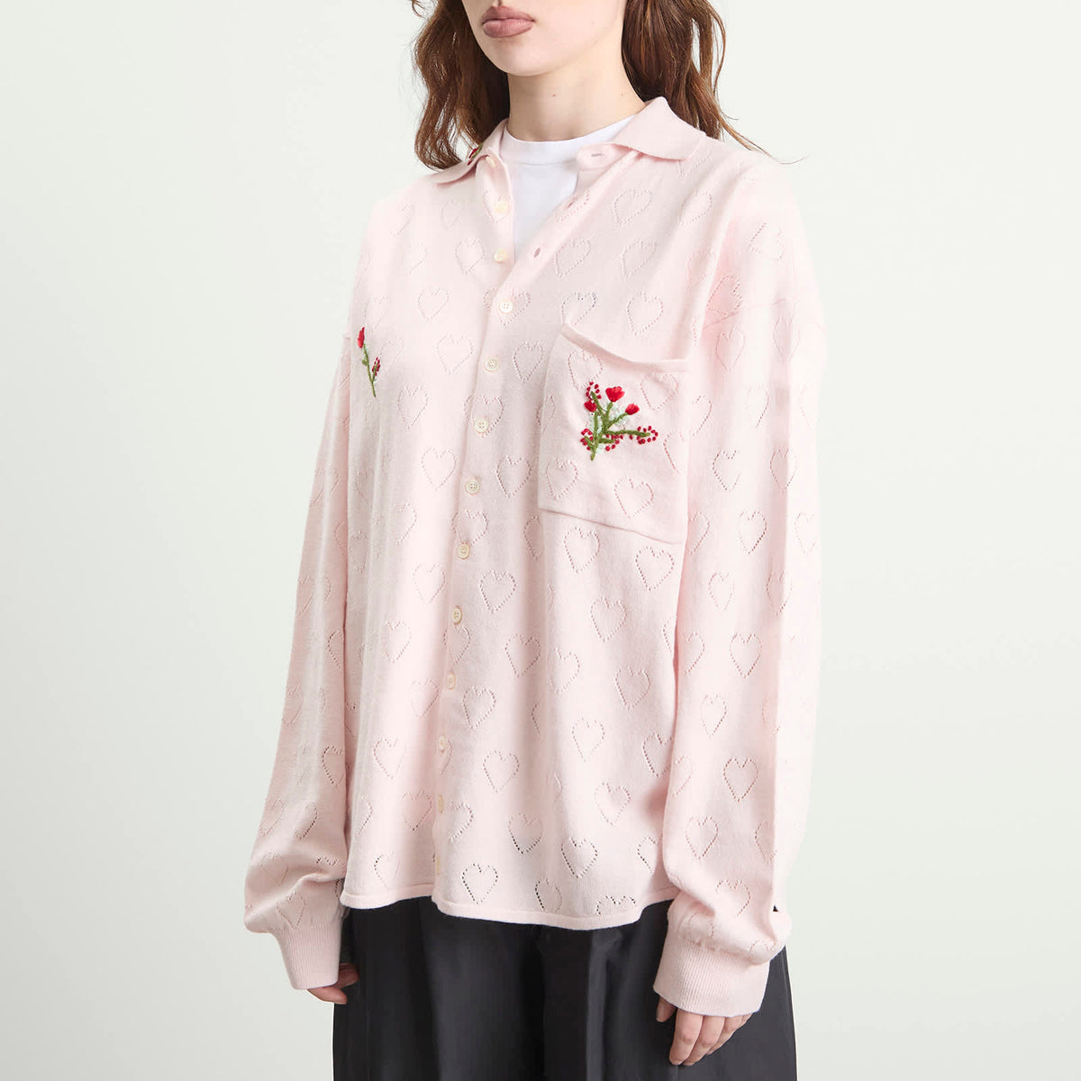 TTT MSW Flower Embroidery Knit Shirt