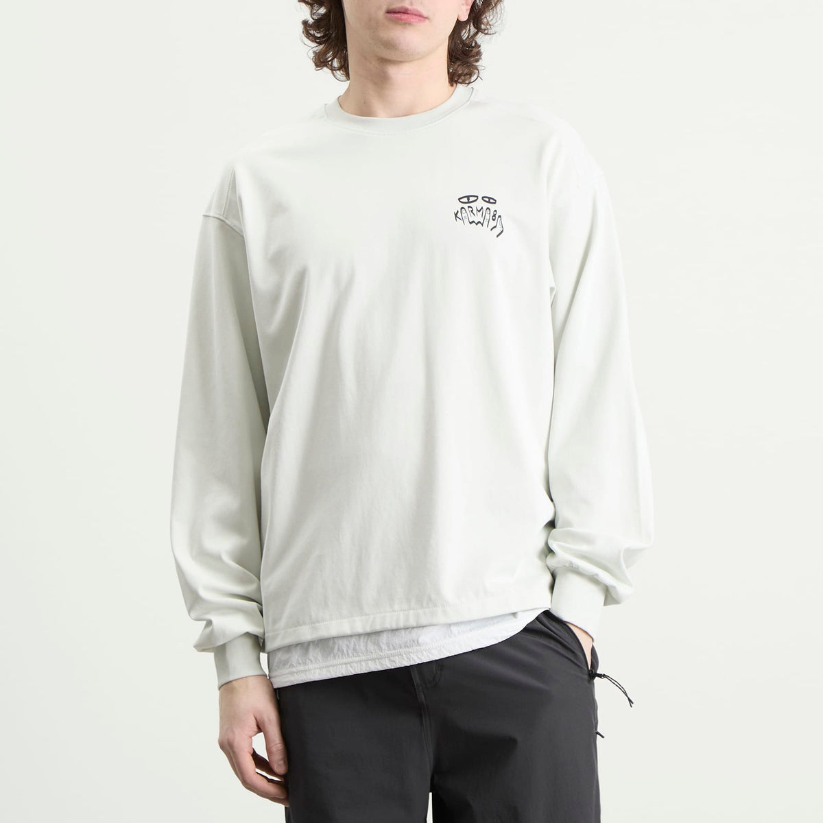 Karma8a Layered Long Sleeve Woven Hem T-Shirt