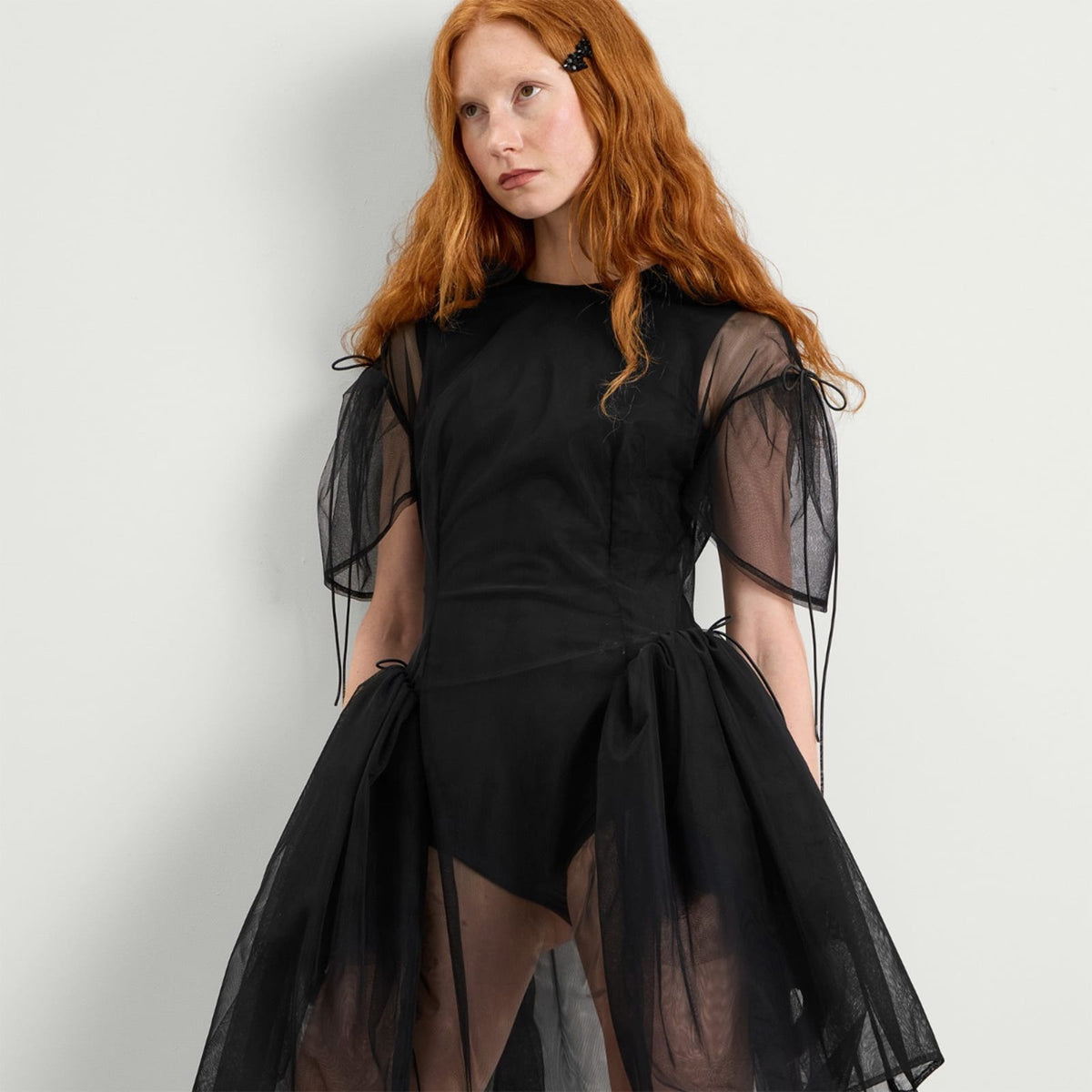 Simone Rocha Mini Puff Sleeve Cord Hip Dress