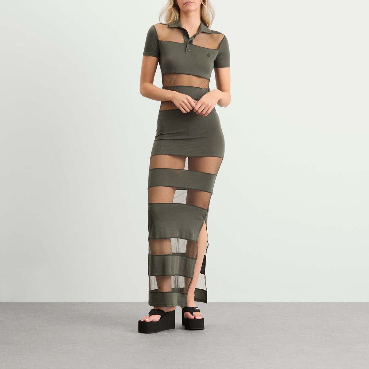 Coperni Striped Sheer Polo Dress