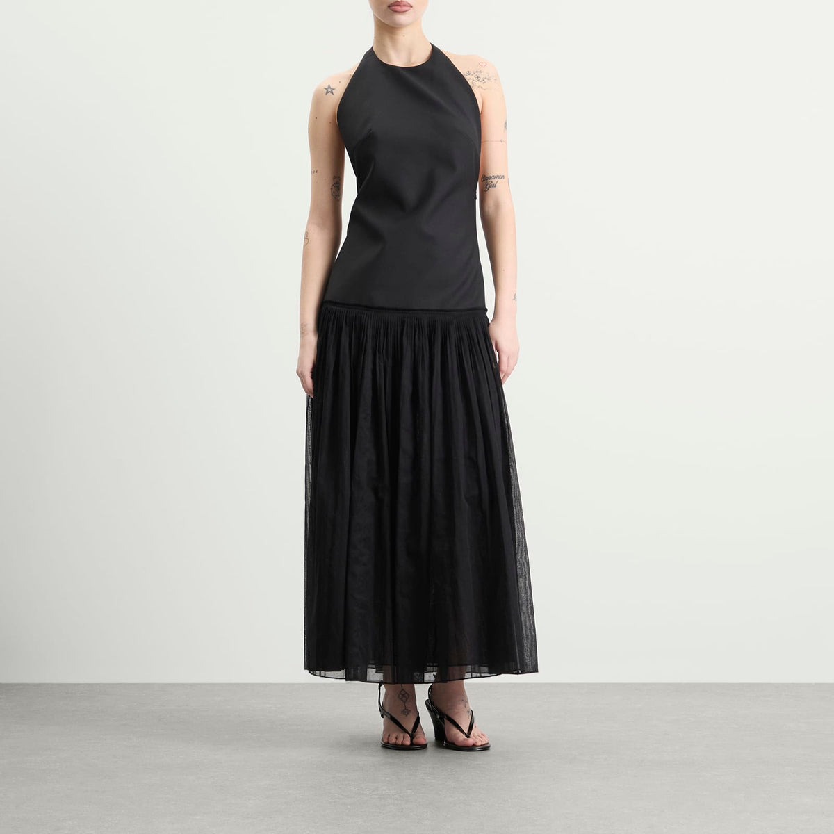 Rohe Pleated muslin halter dress