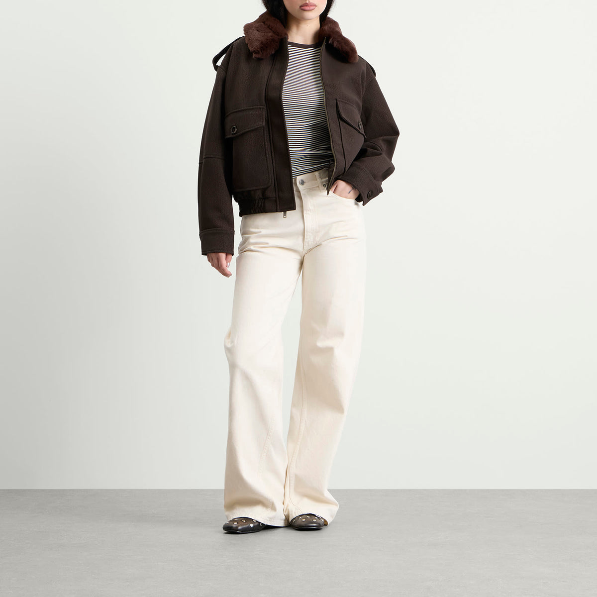 Good American Faux Leather Bomber Jacket