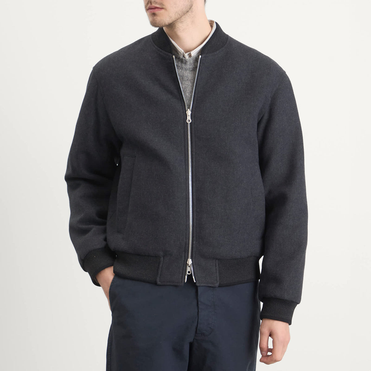 Dries Van Noten Brushed Cotton Twill Bomber Jacket