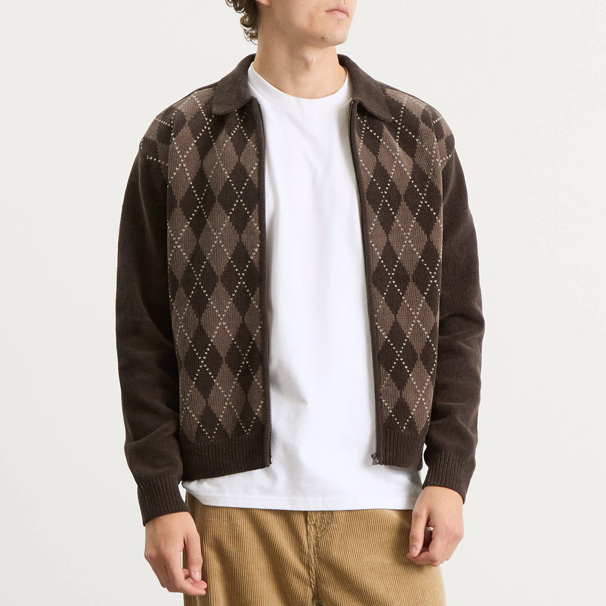 thisisneverthat Argyle Zip Knit Cardigan