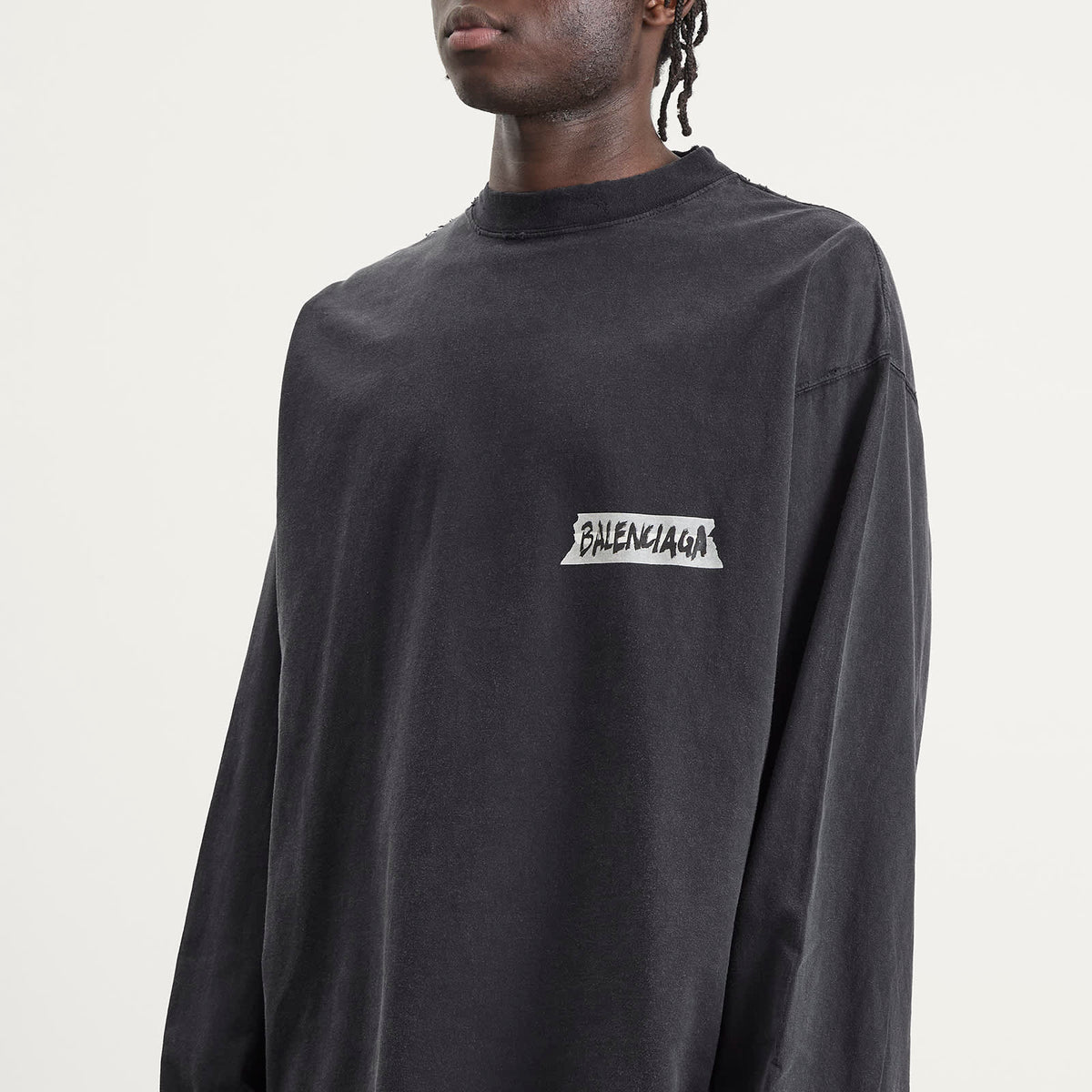 Balenciaga Masking Tape Jersey Oversized Long Sleeve Top