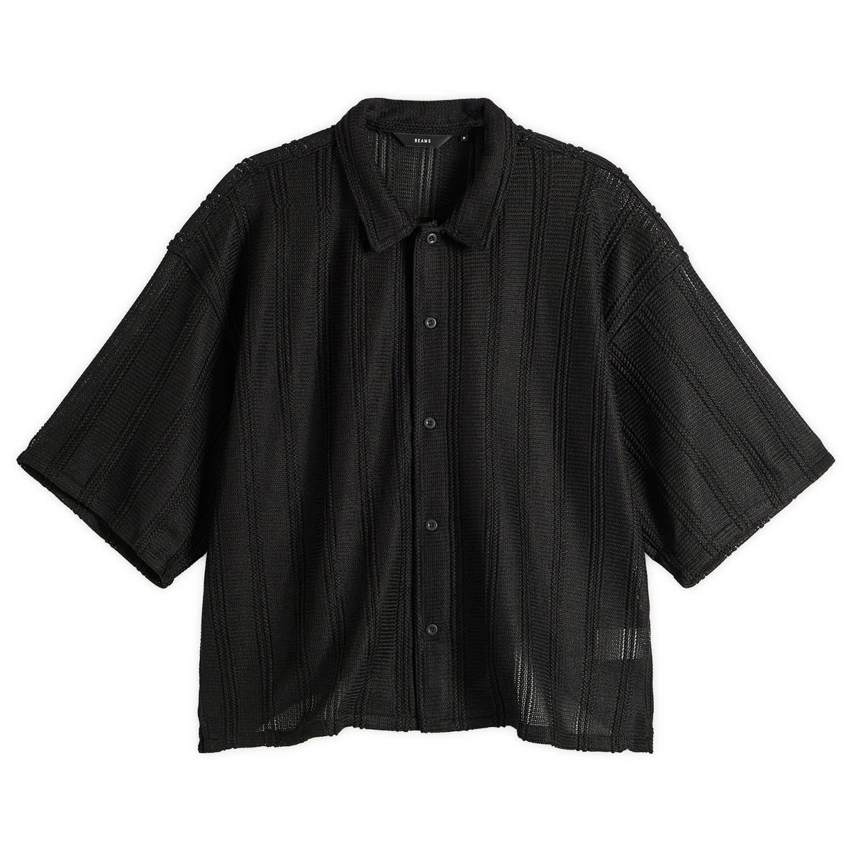 BEAMS Mesh Open Collar Shirt