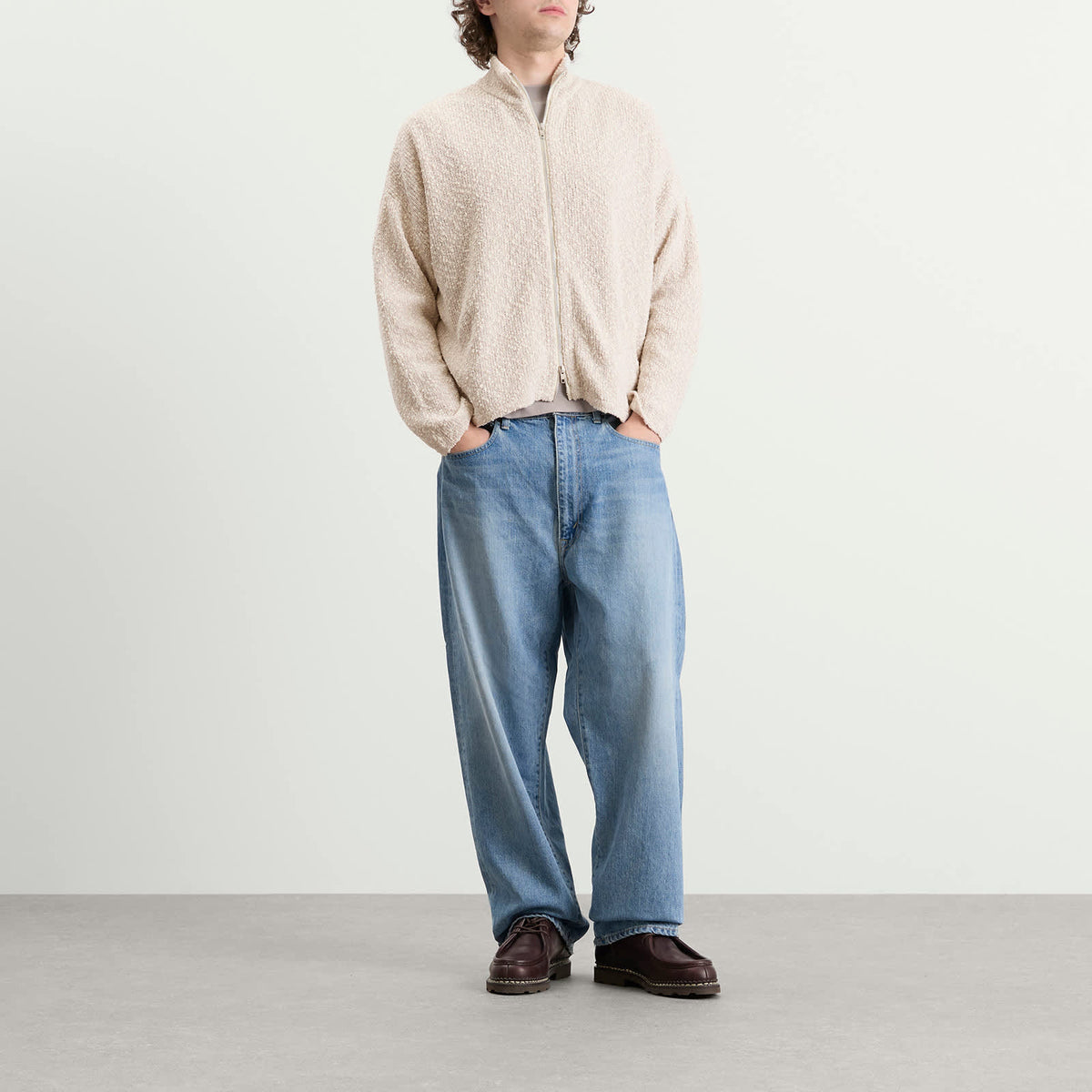 PICANTE Boucle Funnel Zip Through Knit
