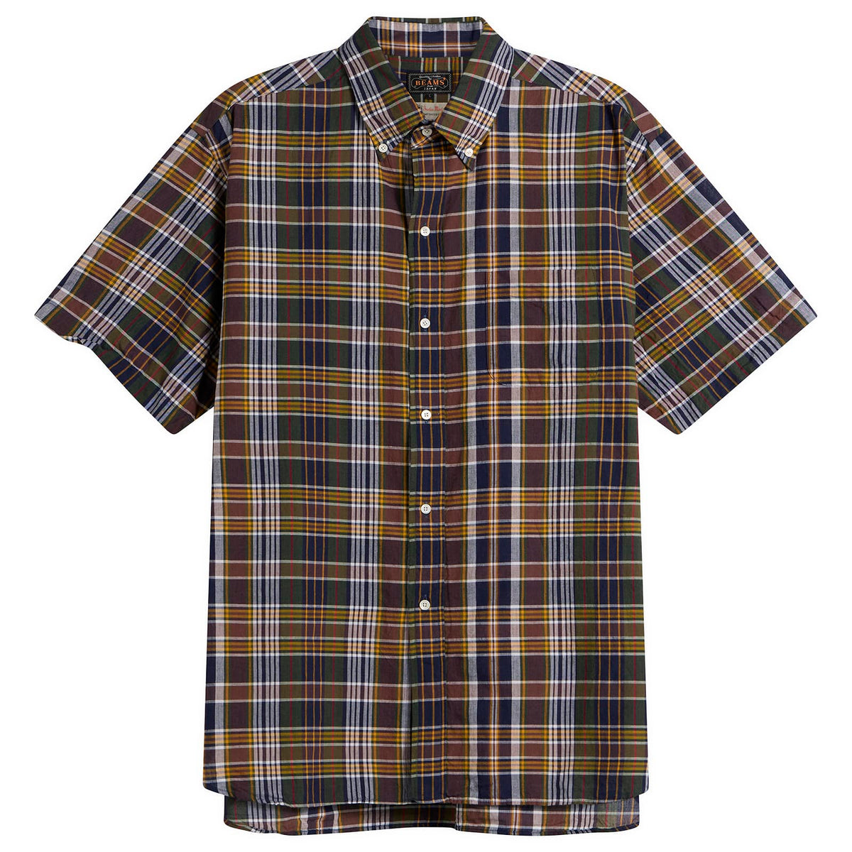 Beams Plus Short Sleeve Button Down Madras Shirt