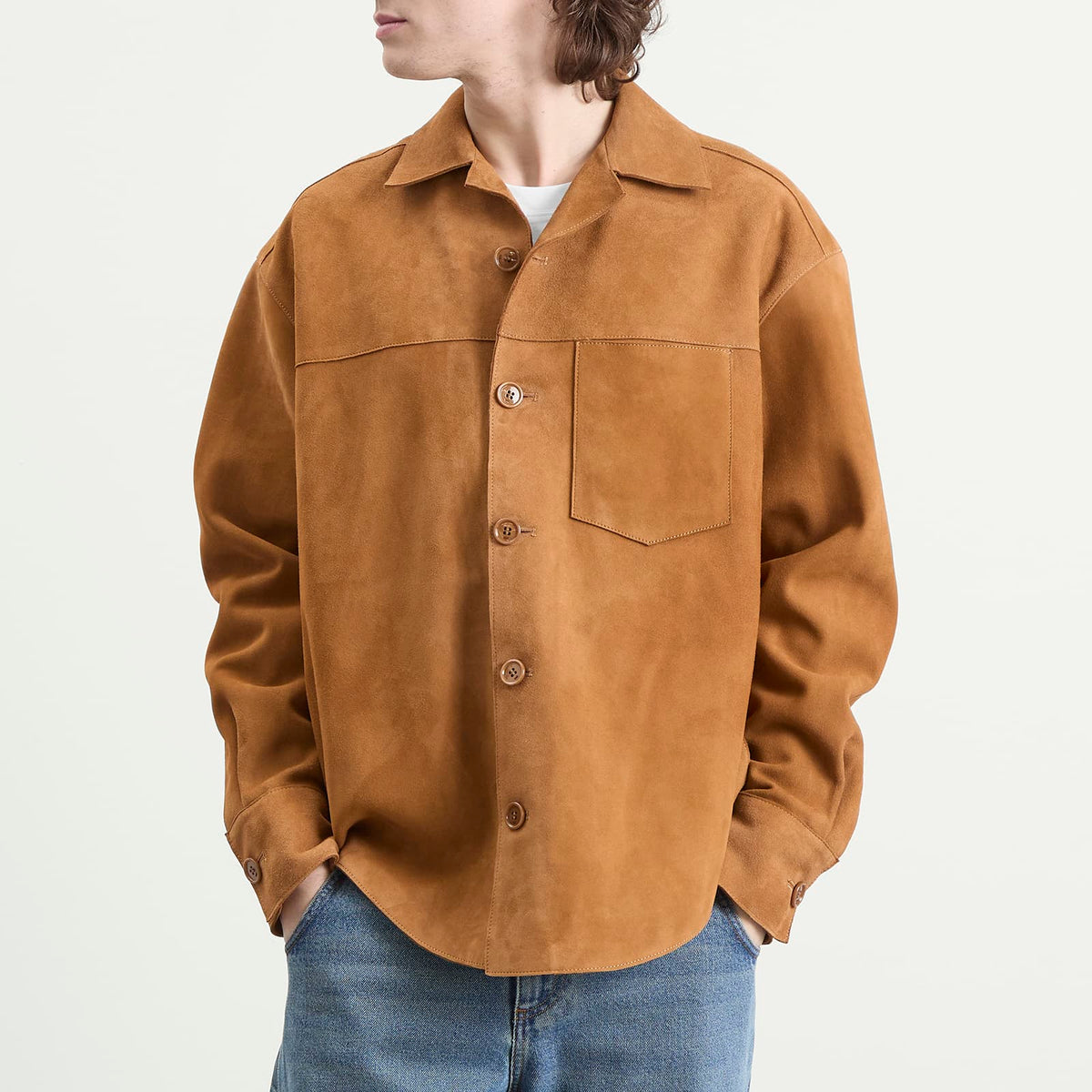 AMI Paris Suede Buttoned Overshirt