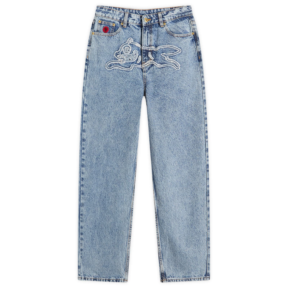 ICECREAM Applique Running Dog Denim Pants