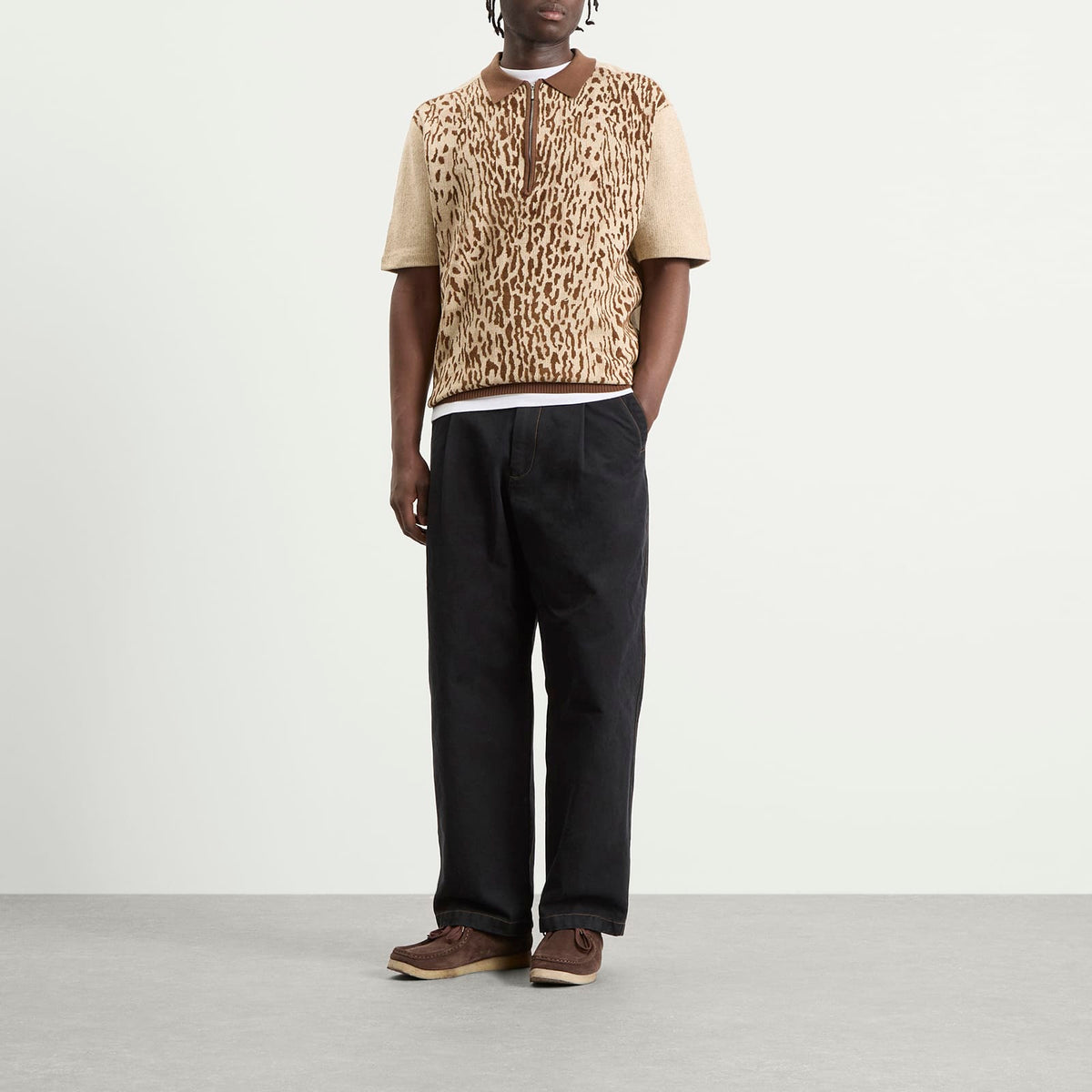 Beams Plus Animal Jacquard Knit Polo