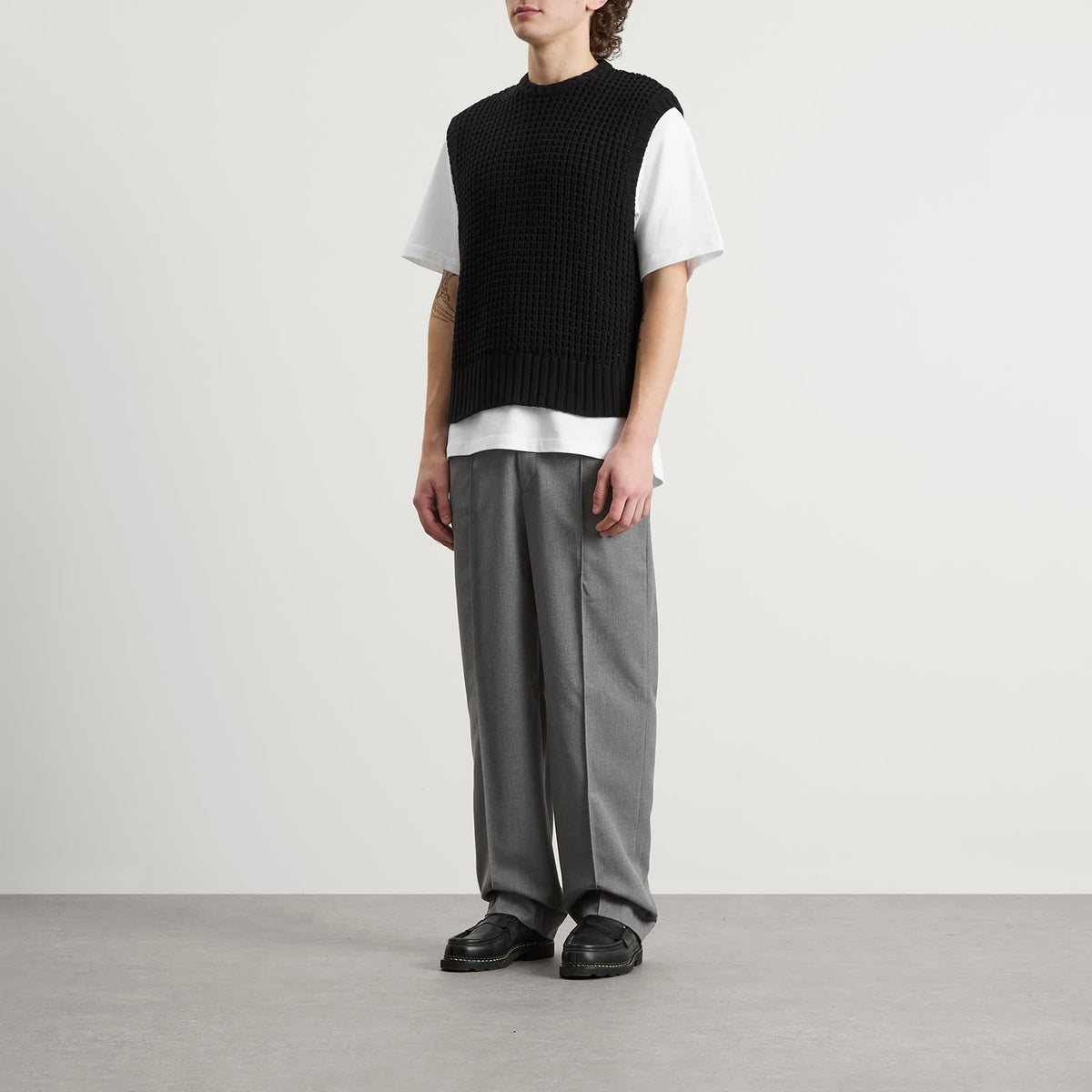 about:blank Moss Stitch Knitted Vest