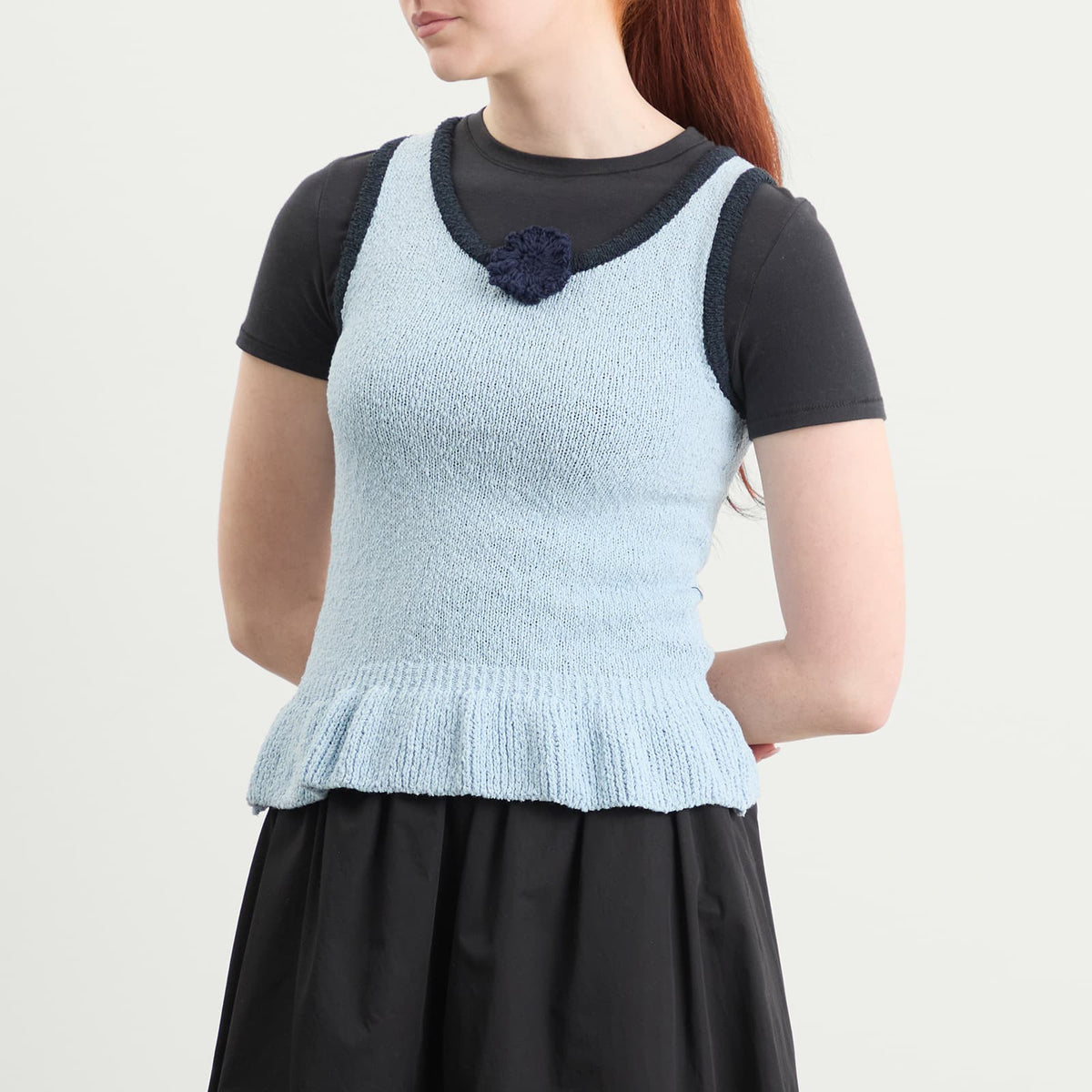 Kijun Corsage Ruffle Knit Vest