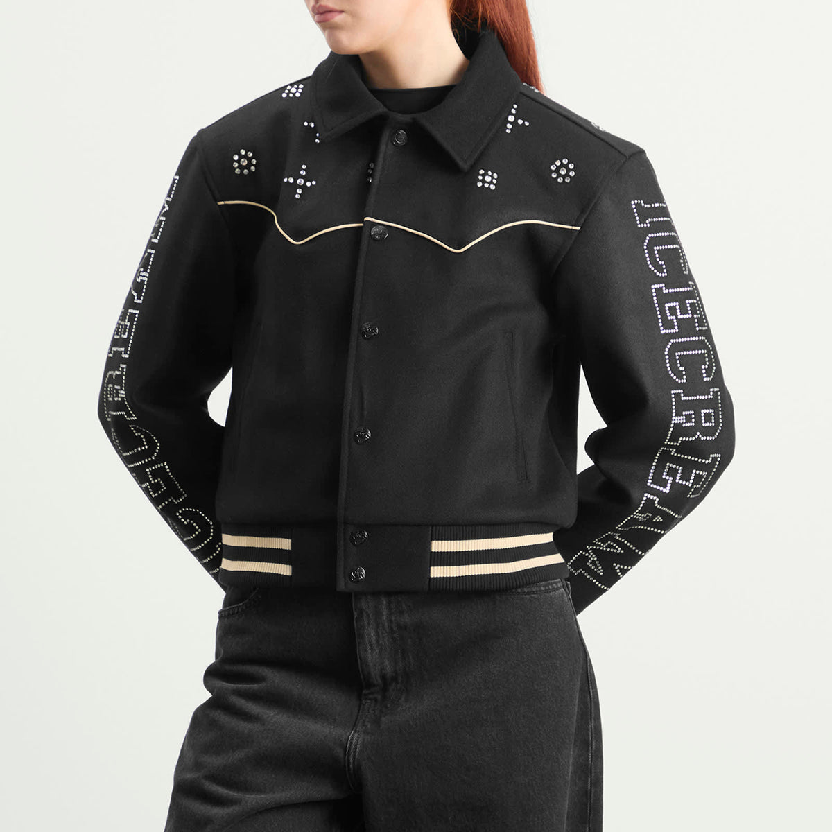 ICECREAM Western Crystal Varsity Jacket