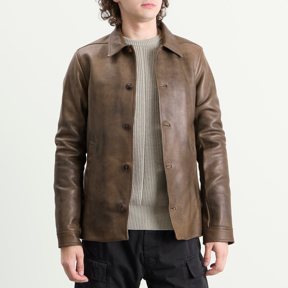 Rick Owens Buttoned Leather Brad Jacket