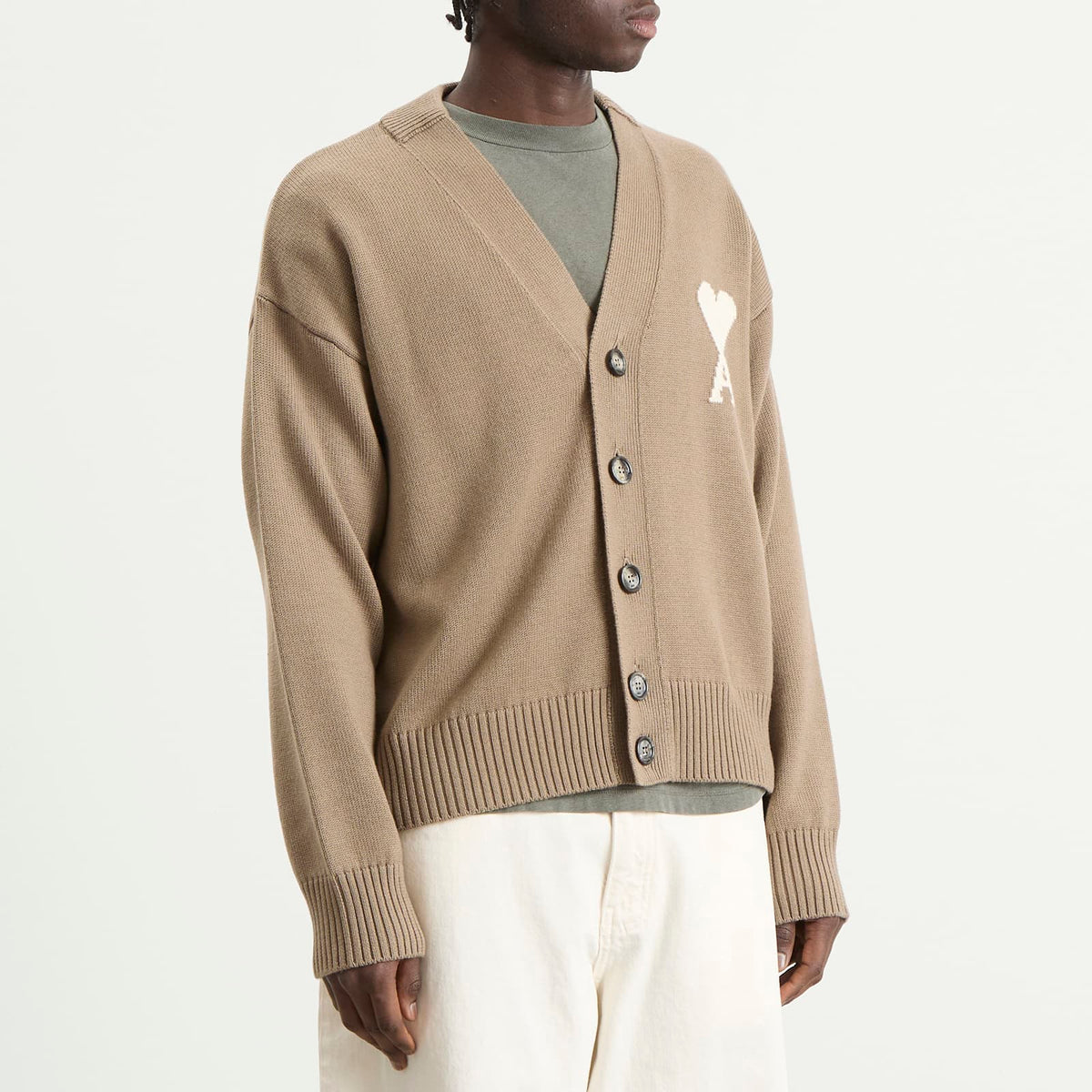 AMI Paris Cardigan With Contrasted Ami De Coeur
