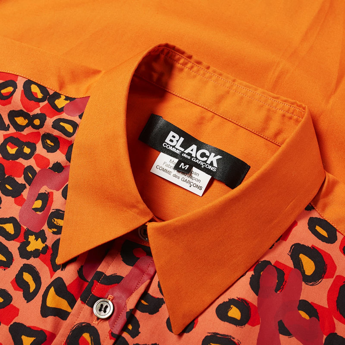 Comme des Garcons Black Leopard Print Short Sleeve Shirt