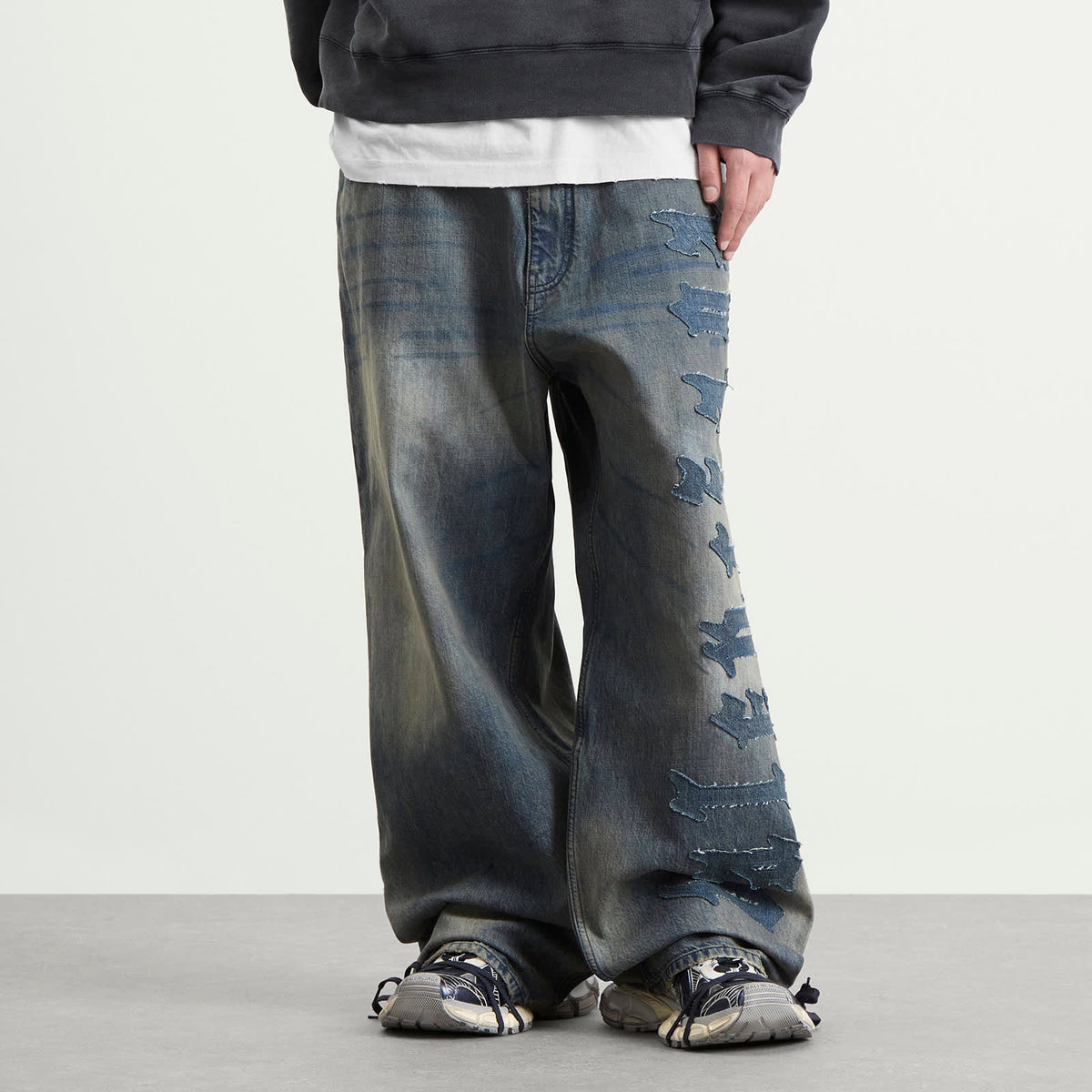 Balenciaga Patch Logo Baggy Jeans