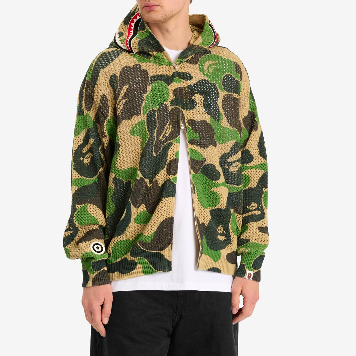 A Bathing Ape Abc Camo Crochet Relaxed Fit Shark Zip Hoodie