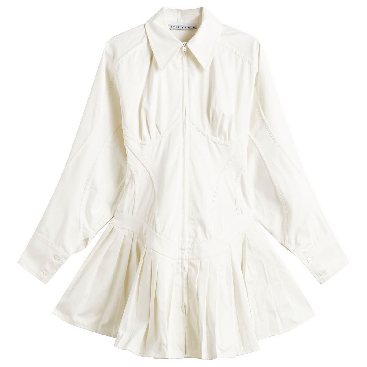 Tolu Coker Contour Bustier Pleated Shirt Dress