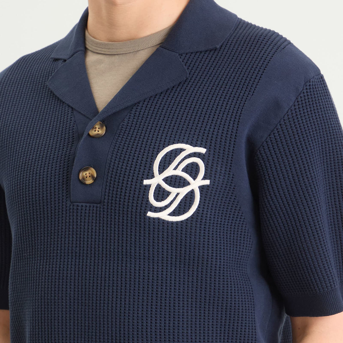Drôle de Monsieur Monogramme Open Weave Polo