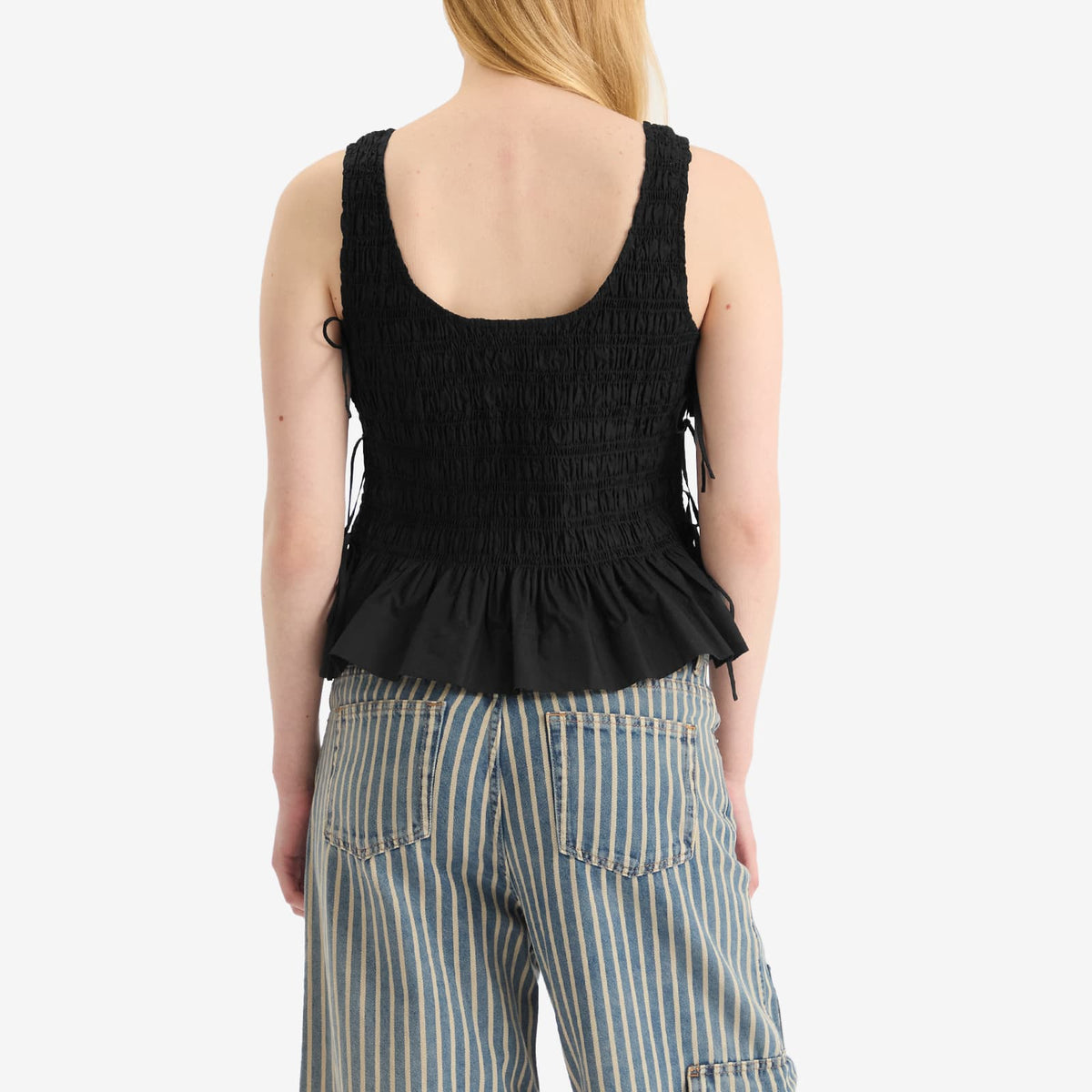 GANNI Cotton Poplin Smock Tie String Top