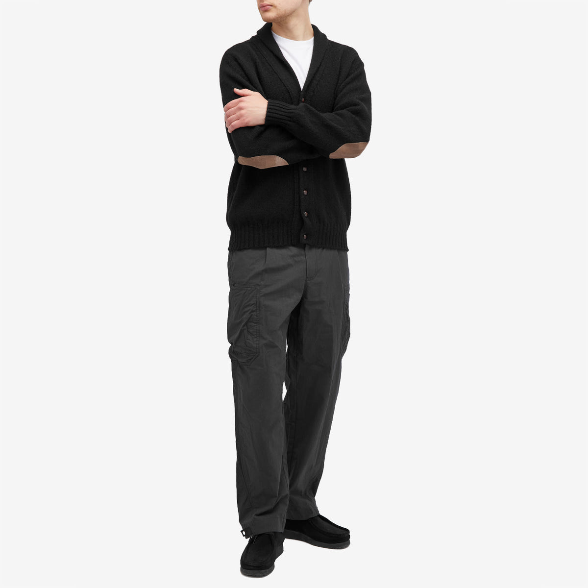 Jamieson's of Shetland Elbow Patch Shawl Collar Cardigan