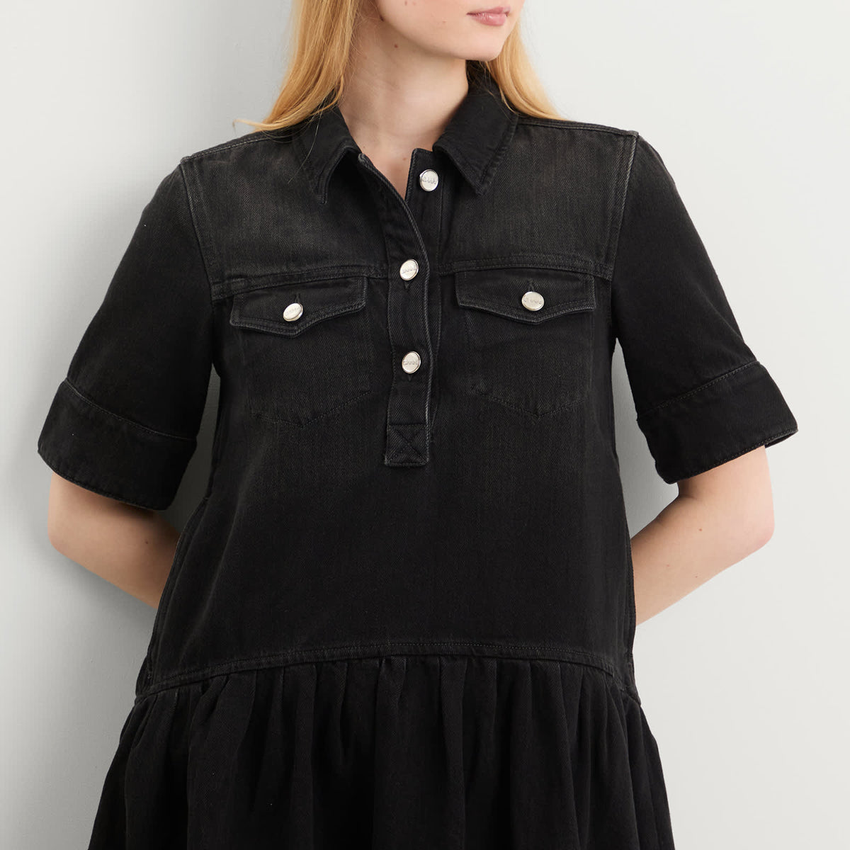 GANNI Soft Rigid Denim Mini Dress