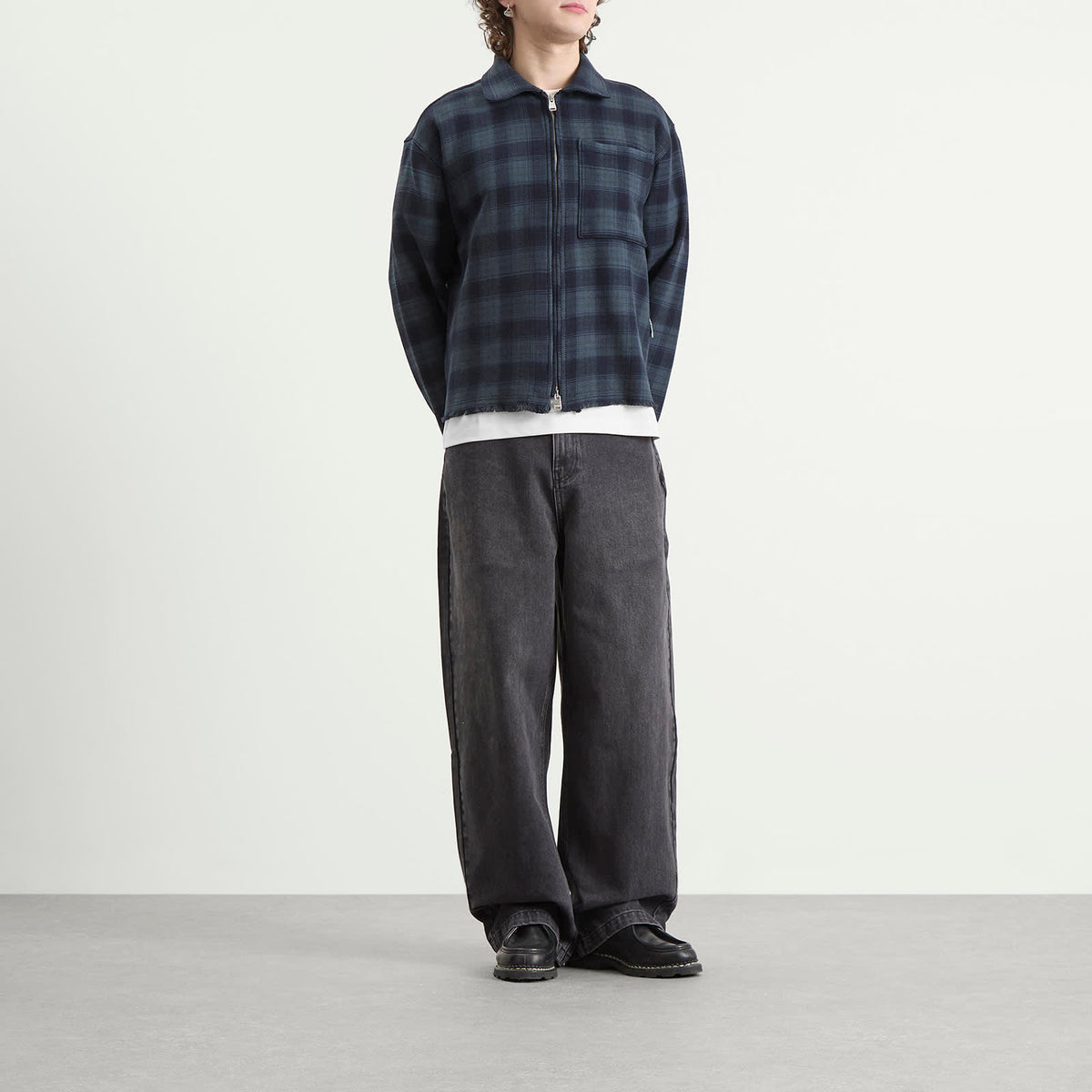 about:blank Plaid Zipped Overshirt