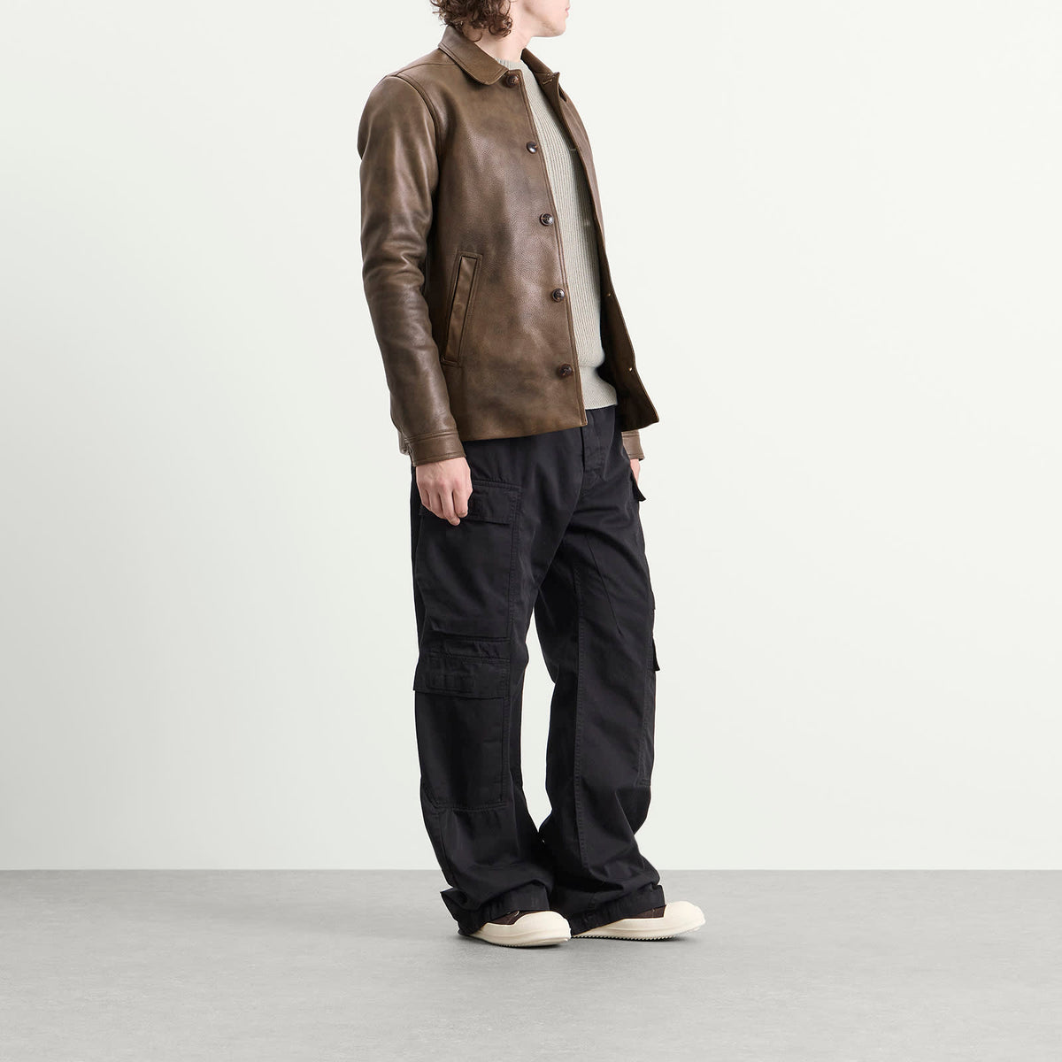 Rick Owens Buttoned Leather Brad Jacket
