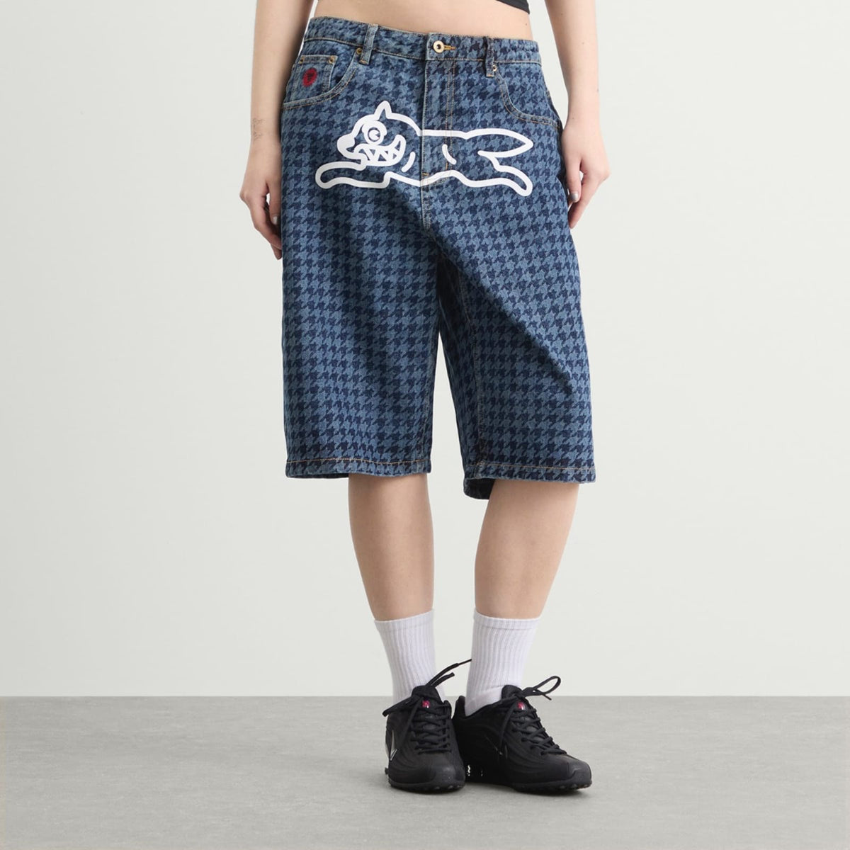 ICECREAM Houndstooth Running Dog Jorts