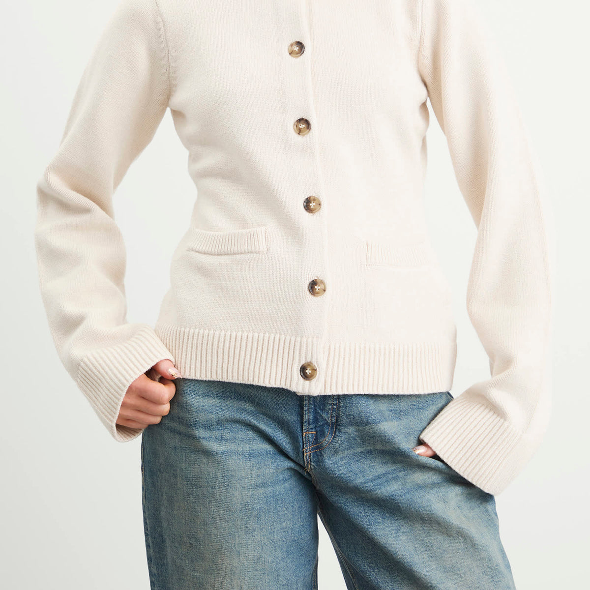 Good American Button Front Knit Cardigan