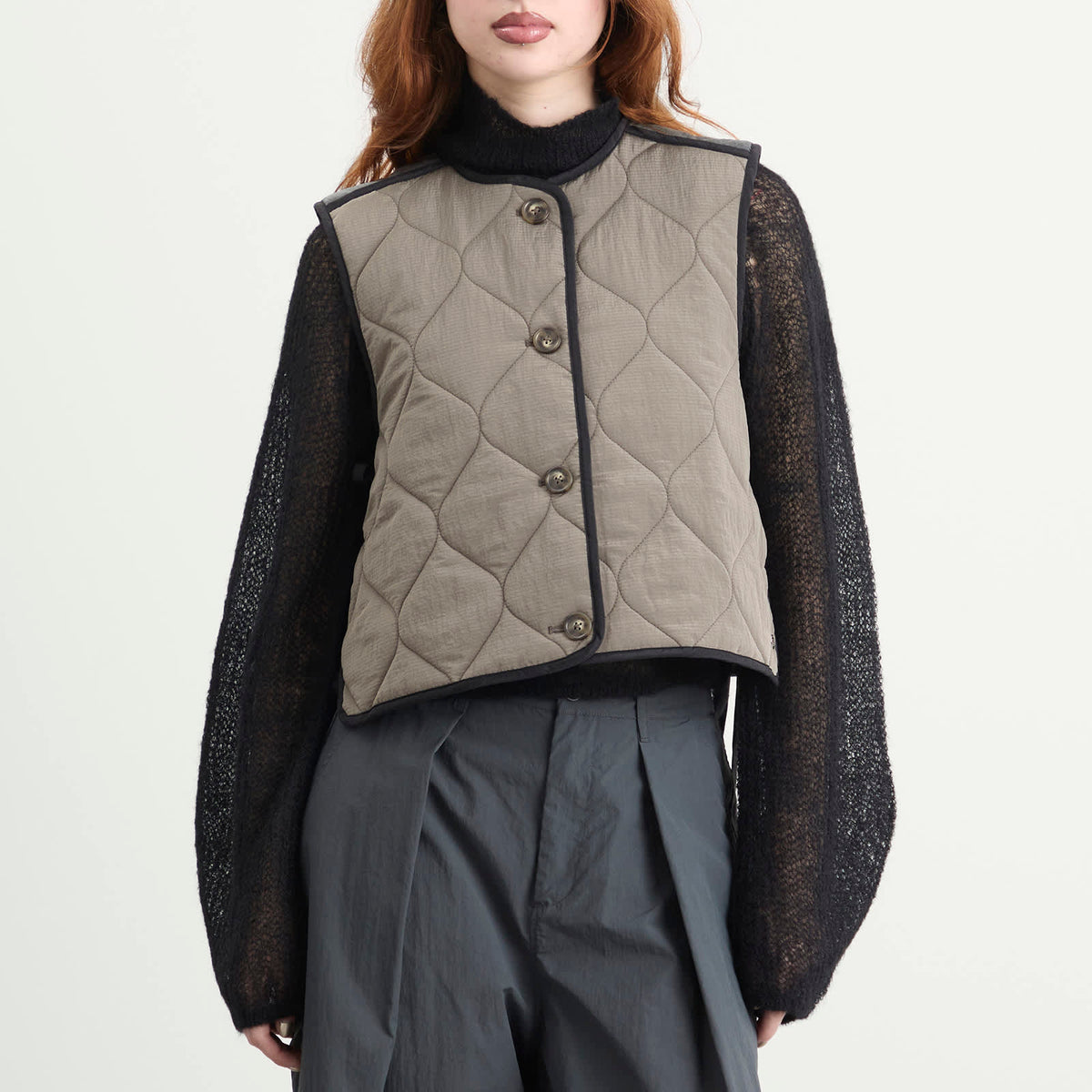 STEL Contrast Quilted Vest