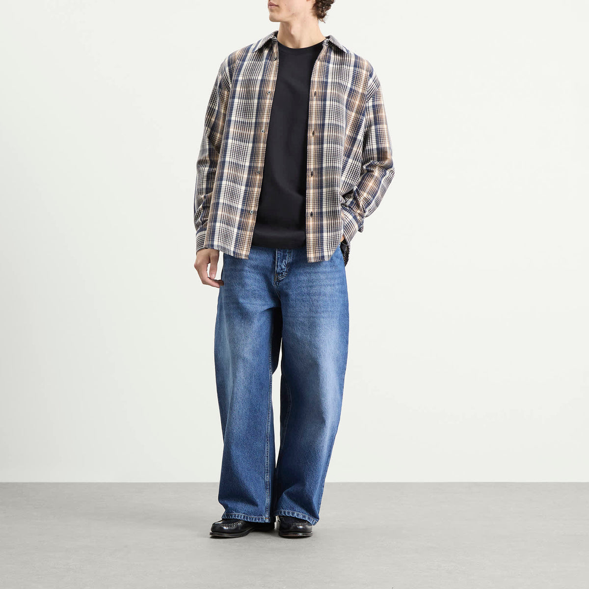 Studio Nicholson View Brushed Check Long Sleeve Shirt